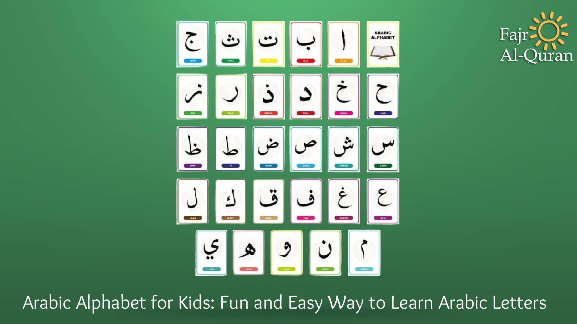 Colorful Arabic Alphabet Charts and Flashcards for Kids