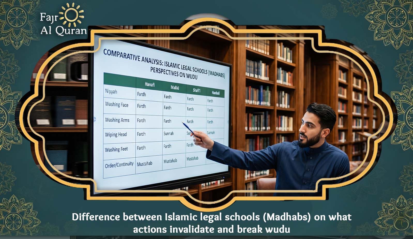 Difference between Islamic legal schools (Madhhabs) on what actions invalidate and break wudu